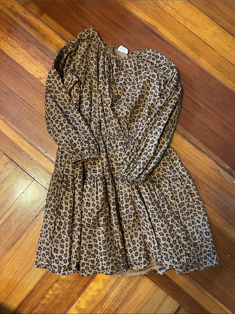 Crewcuts Brown Leopard-Print Long Sleeve Dress